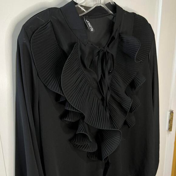 Black sheer long sleeve blouse - Picture 3 of 4